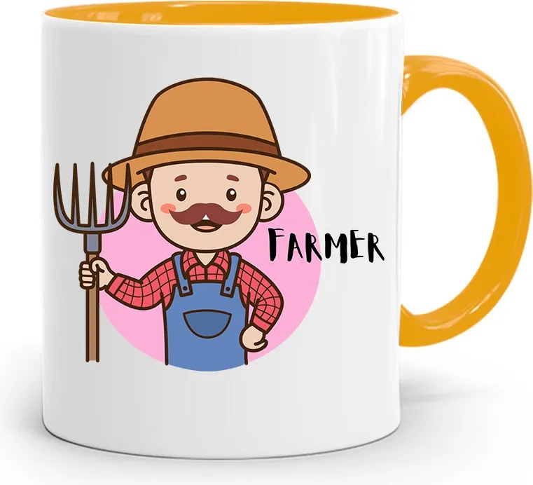 Gazdálkodóknak Sárga Ajándék Bögre Farmer nyomott mintával