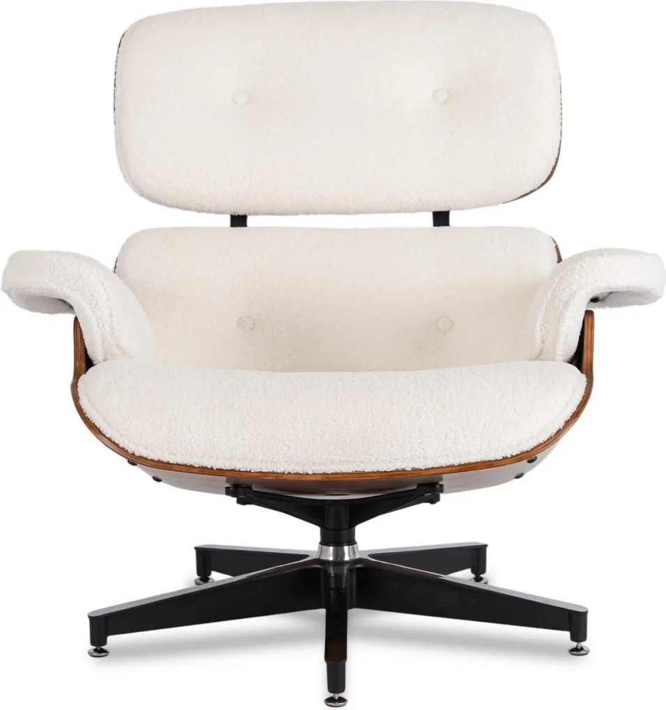 Pihenőfotel lábtartóval fehér bouclé kárpittal – PALERMO