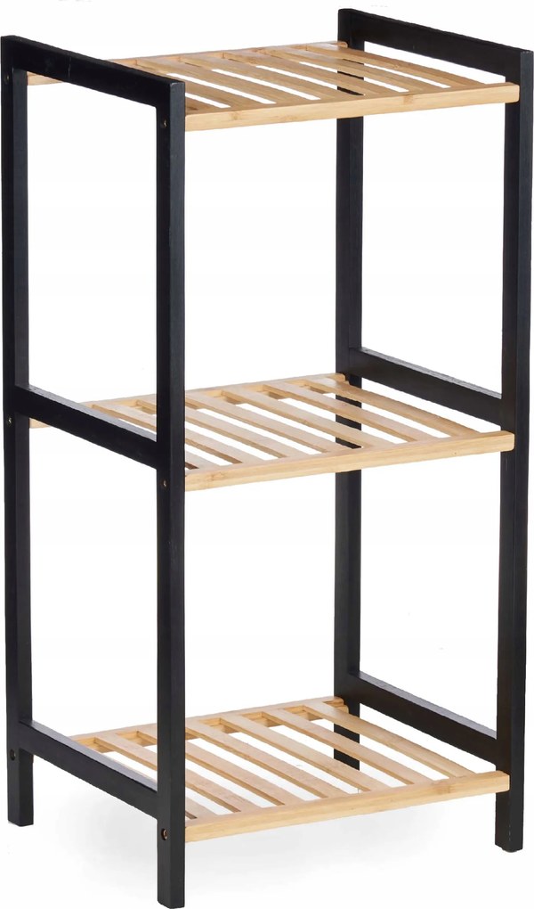 Bambusz Könyvespolc Keskeny Fekete 3 Szint Square 35 X 30 X 70 CM 30 Kg-ig