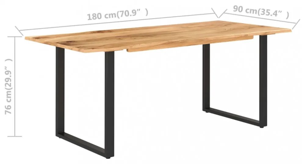 vidaXL tömör akácfa étkezőasztal 180 x 90 x 76 cm
