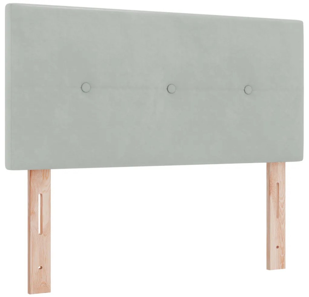 Boxspring Ágy Matraccal Világosszürke 90x200 cm - Bársonyos