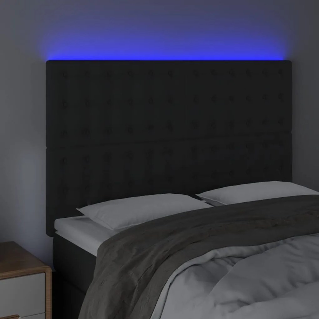 fekete bársony LED-es fejtámla 144x5x118/128 cm