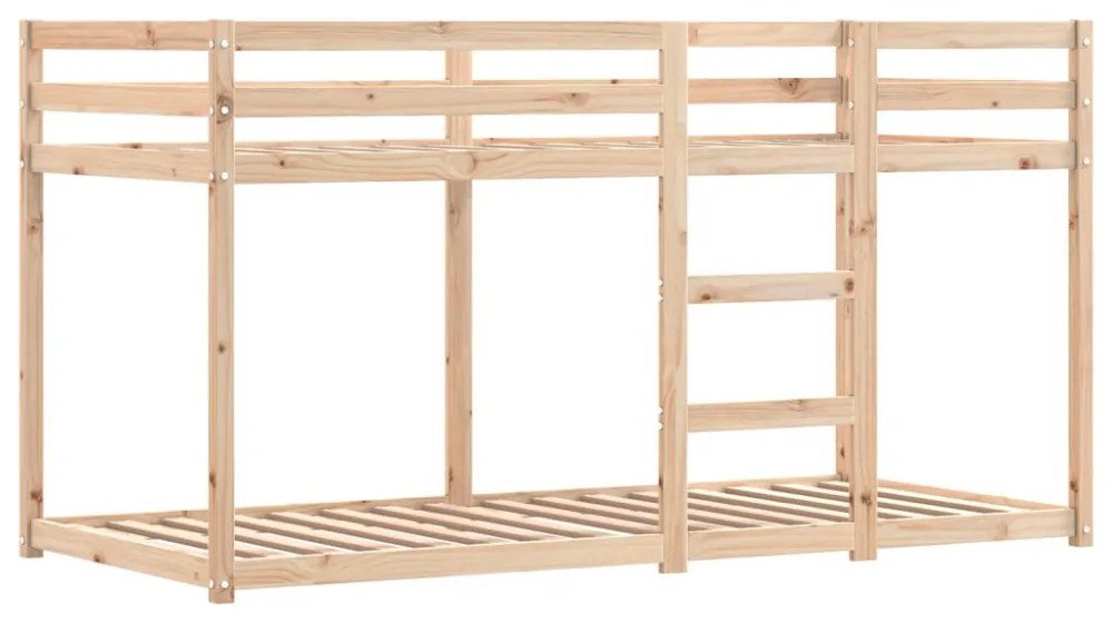 fehér/fekete tömör fenyőfa emeletes ágy függönyökkel 75x190 cm