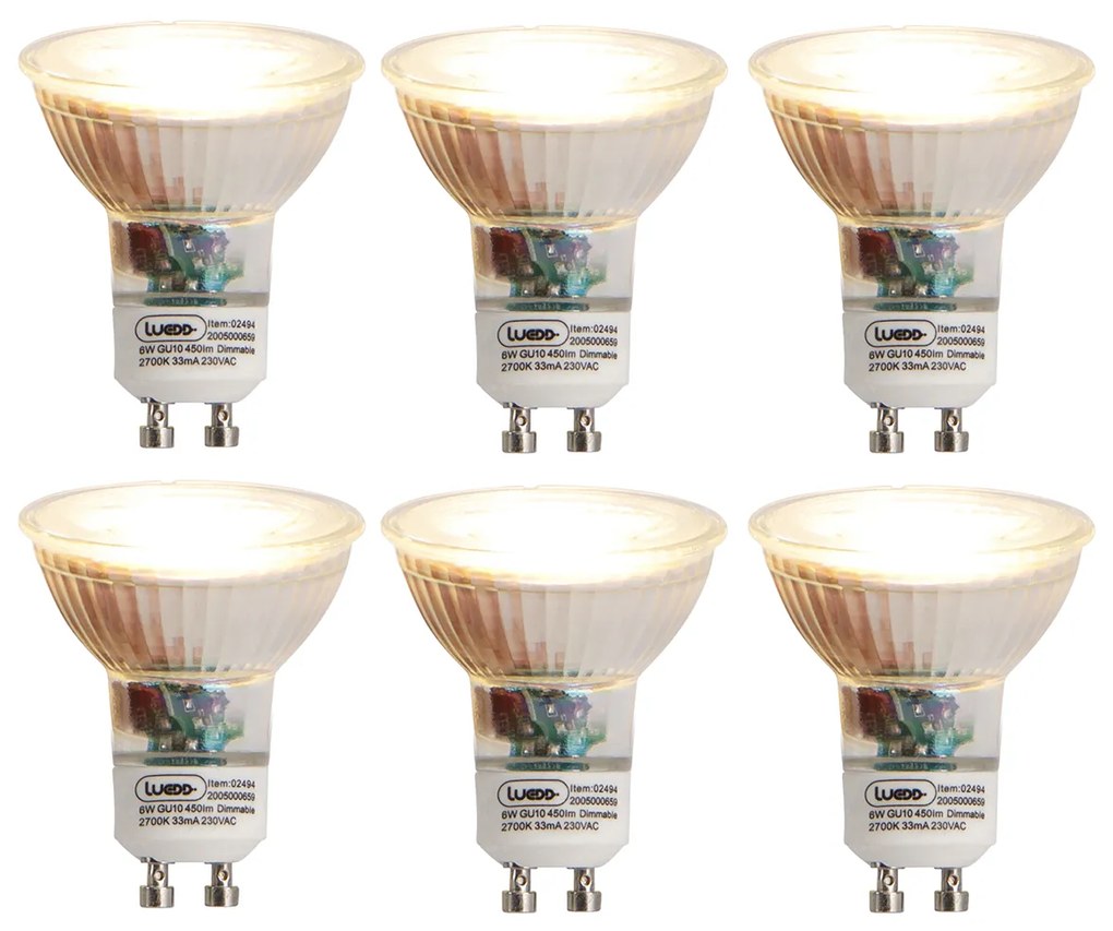 6 db GU10 dimmelhető LED izzó készlet 6W 450lm 2700K
