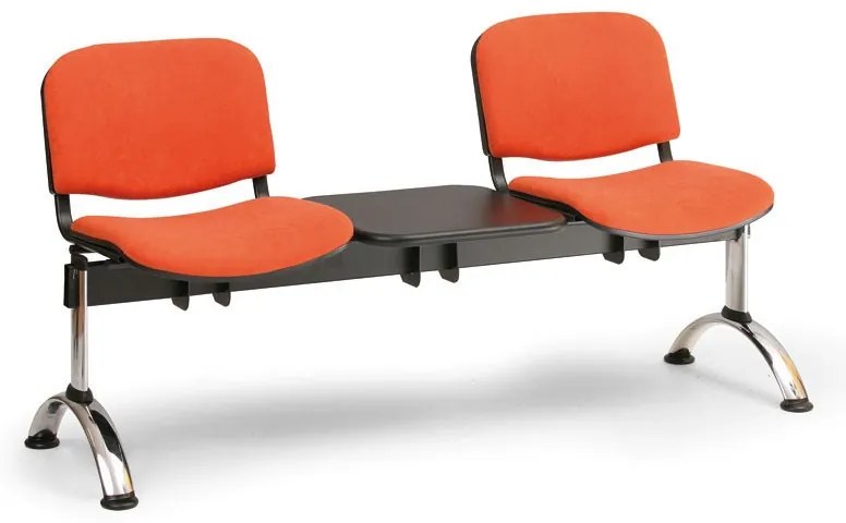 VIVA kárpitozott pad, 2 üléses + asztal - króm lábak, kék