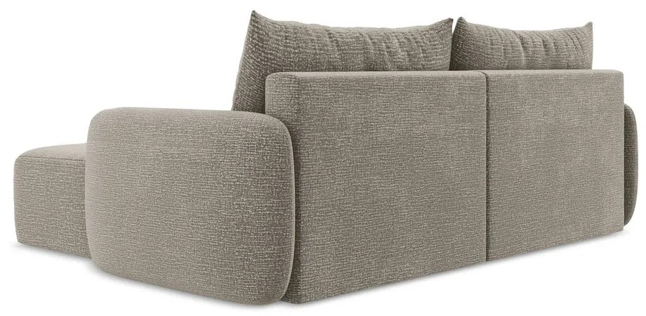 Bézs kinyitható-tárolóhelyes sarokkanapé (jobb oldali) Kalena – Makamii