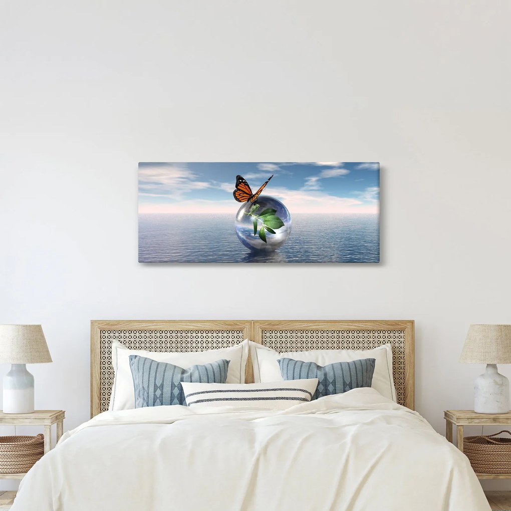 Pillangó képe egy üveggolyón (120x50 cm)