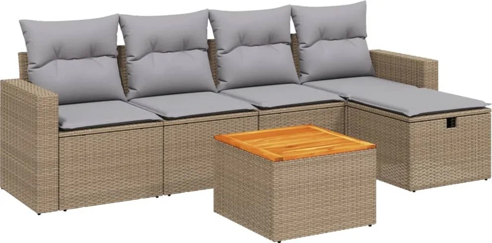 vidaXL 6 részes vegyes bézs polyrattan kerti ülőgarnitúra párnákkal