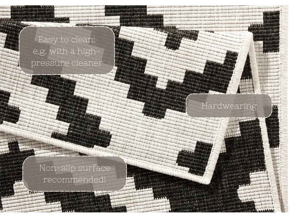 Malta fekete-krémszínű kültéri futószőnyeg, 80 x 250 cm - NORTHRUGS