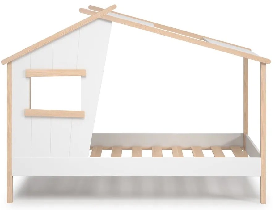 Fehér házikó alakú borovi fenyő gyerekágy 90x190 cm Luba – Marckeric