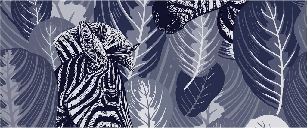 Kép - Kék zebrák (120x50 cm)