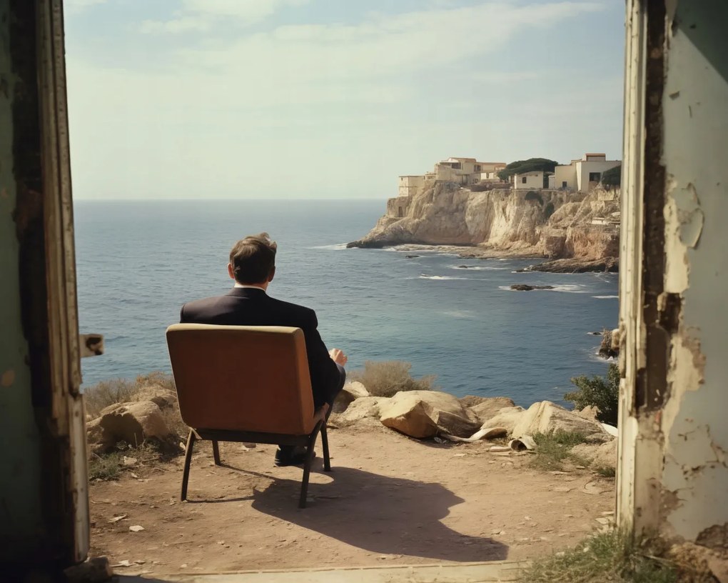 Poszter 50x40cm Magányos tengerparti konfrontáció