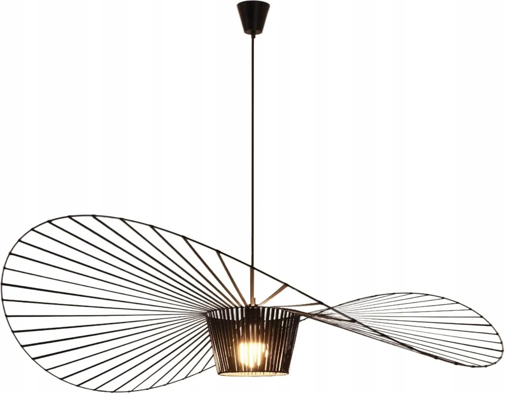 Függő Mennyezeti Lámpa Boho Retro 140CM Nagy Design Fekete Kalap E27