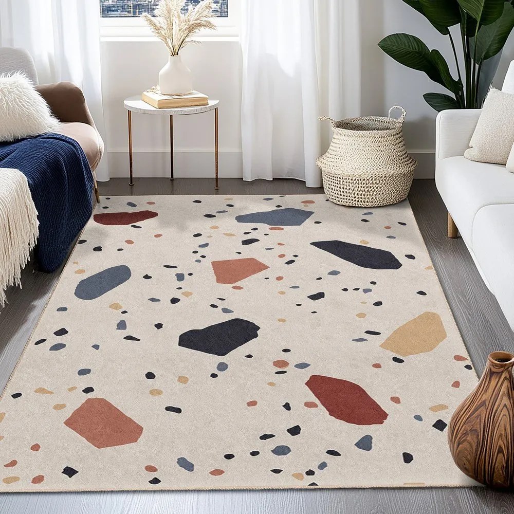 Krémszínű mosható szőnyeg 60x100 cm Cracked Terrazzo – Mila Home