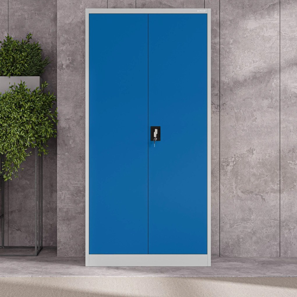 Fém iratszekrény JAN, 900 x 1850 x 400 mm, szürke-kék