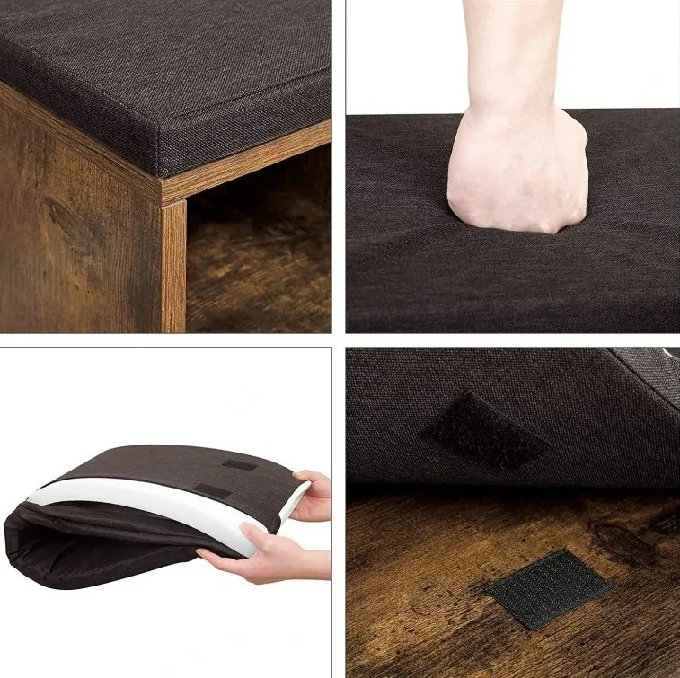 Cipősszekrény paddal TAYLOR 104x30x48 cm, rusztikus barna