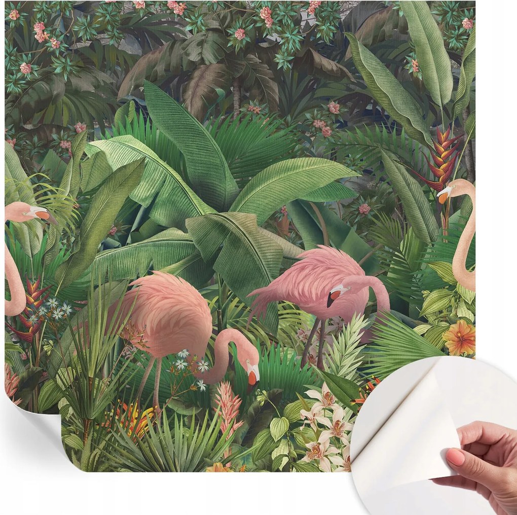 Fotótapéta Öntapadós Dekoratív tapéta Rózsaszín flamingók 250x250 cm