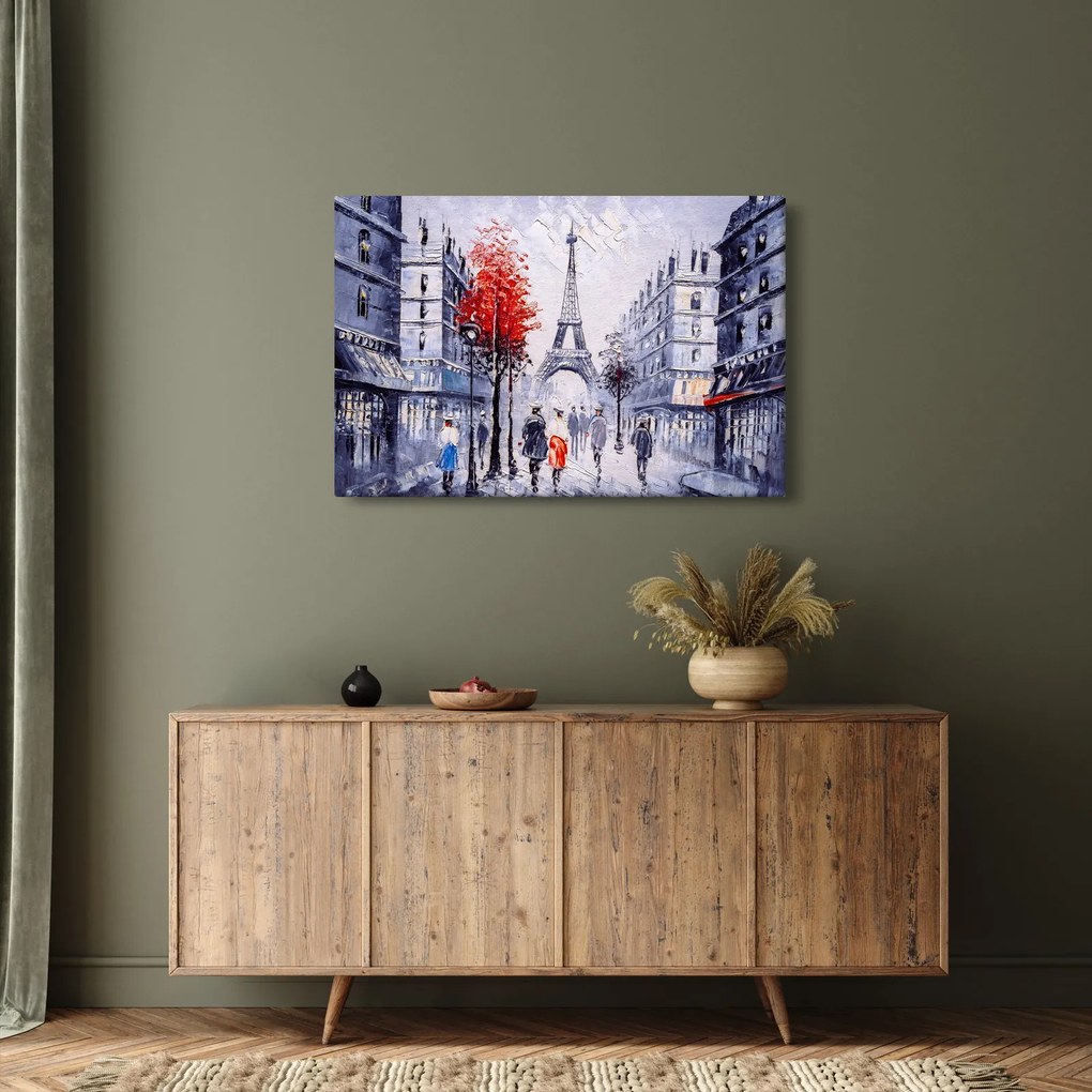 Egy párizsi utca képe, olajfestmény (90x60 cm)