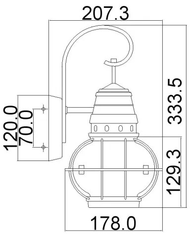 Kichler KL-BRIDGEPOINT-S-NBR - Kültéri lámpatest BRIDGEPOINT 1xE27/60W/230V IP44