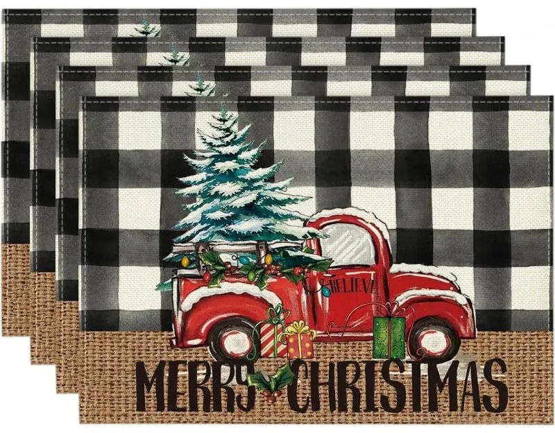 Karácsonyi asztali terítő MERRY CHRISTMAS 30x45 cm, fehér
