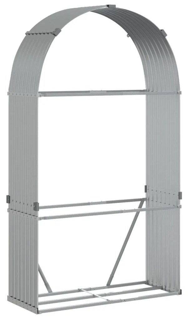 ezüstszínű horganyzott acél rönktartó 120 x 45 x 210 cm