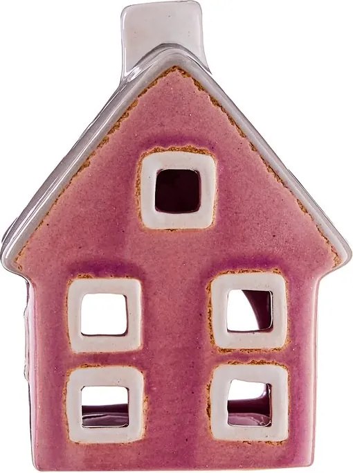WINTER VILLAGE gyertyartó pink/szürke