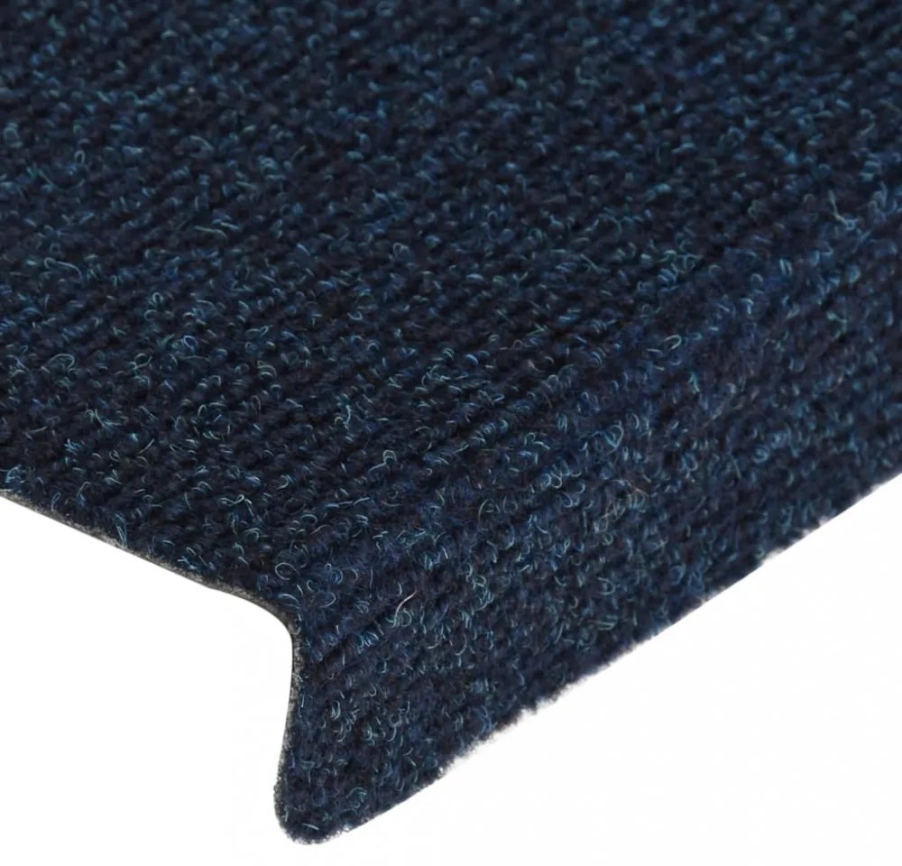 15 db tűvel lyuggatott kék szövet lépcsőszőnyeg 65x21x4 cm