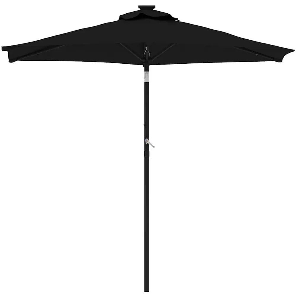 fekete kerti napernyő LED-del és acél rúddal 225 x 225 x 212 cm