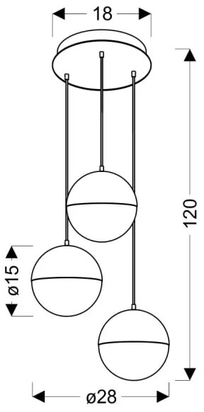 LED Csillár zsinóron FURNI 3xLED/5W/230V arany