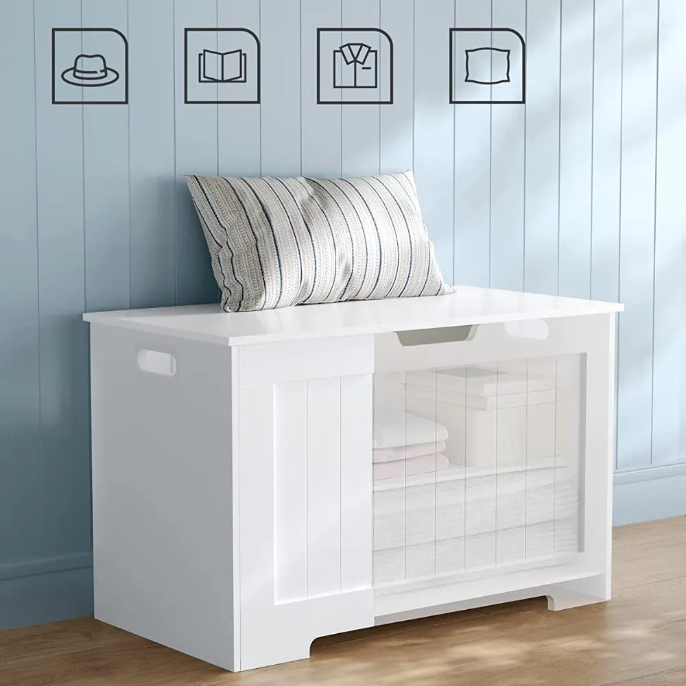Tárolópad GRETA, 76x48x40 cm, fehér Vasagle