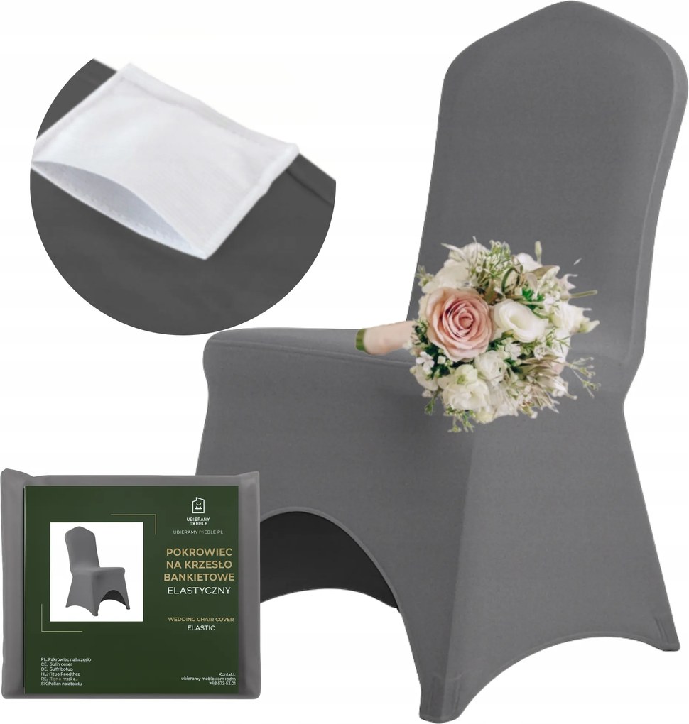 Bankett Székhuzat 190g Szürke Esküvői Áldozás Rugalmas Vastag