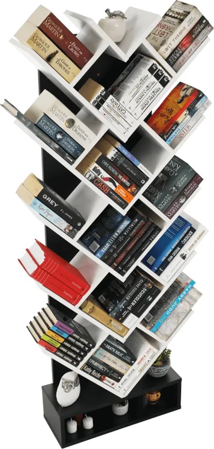 könyvespolc, fehér/fekete, VEVEY