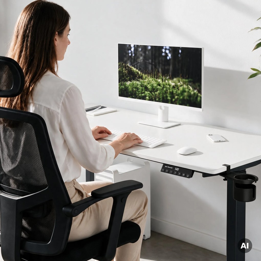 Elektromos íróasztal magasságállítással ergonomikus antracit-fehér, 1600x800 mm: ARIA