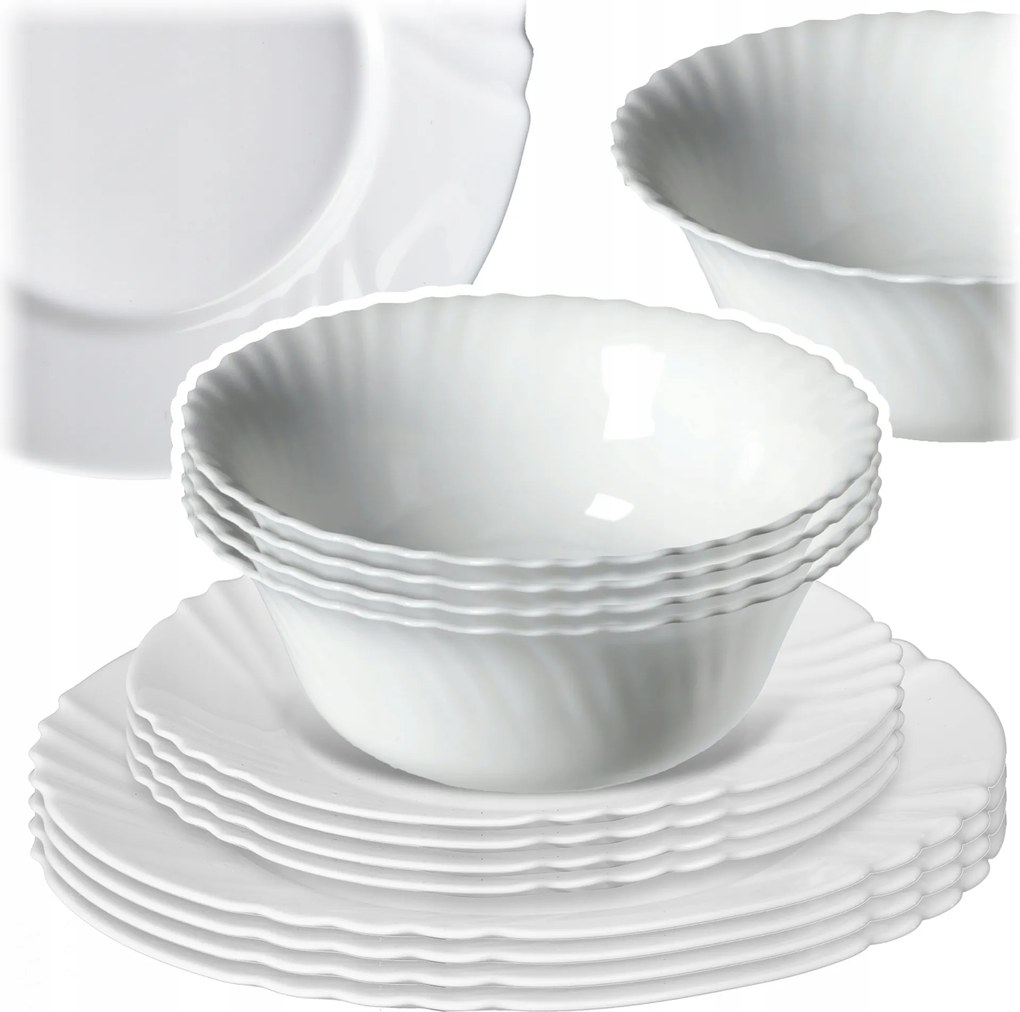 Ebédlő Szett 4 Személyes Tányér Szett Tányér Étkészlet Fehér 12db-os