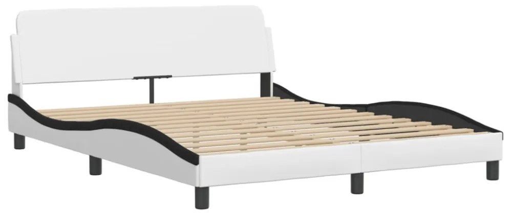fehér és fekete műbőr ágykeret matrac nélkül Hvar 160 x 200 cm