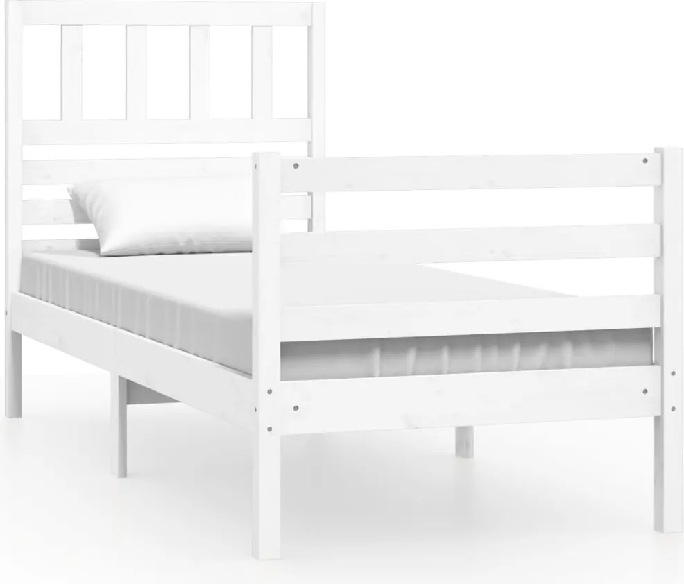 vidaXL fehér tömör fa ágykeret 75 x 190 cm (Small Single)