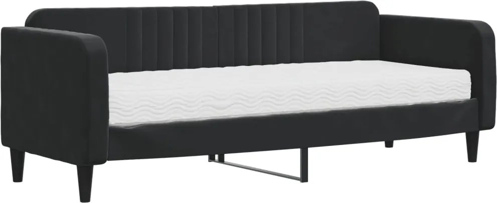 vidaXL fekete bársony heverő matraccal 80 x 200 cm