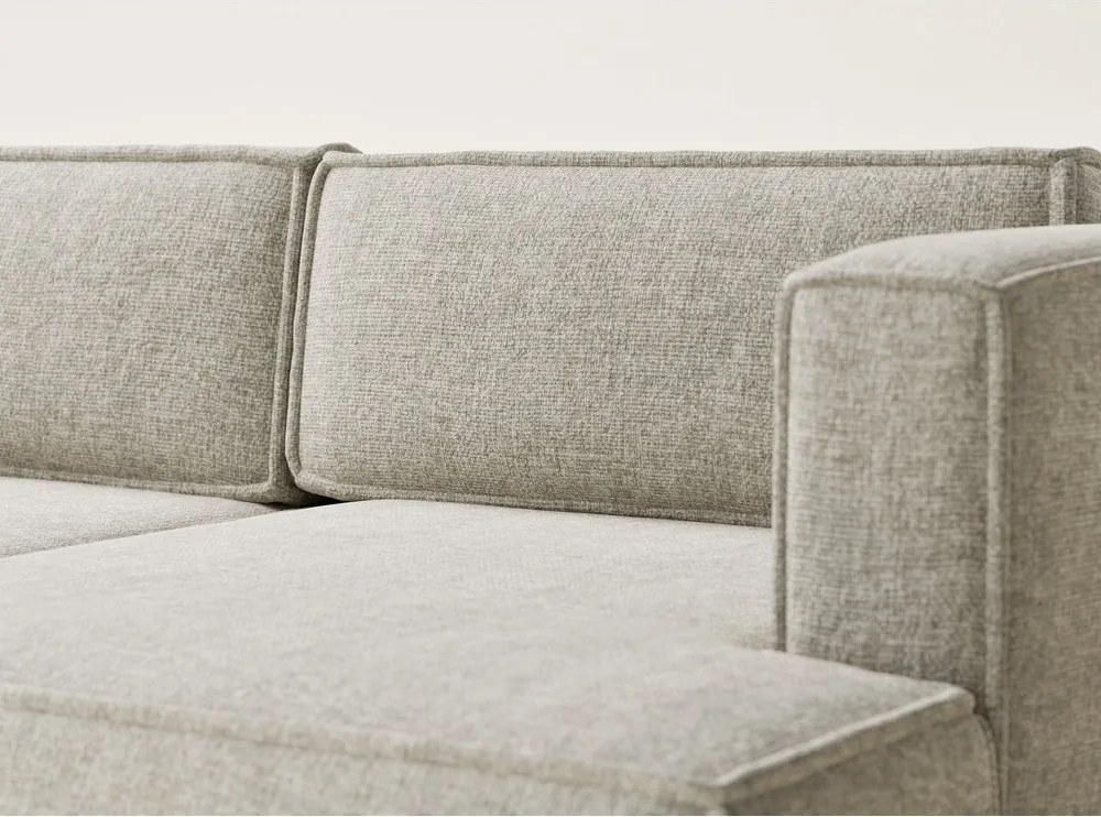 Bézs zsenília kinyitható-tárolóhelyes sarokkanapé (jobb oldali-heverő résszel) Velto – Maison de Rêve