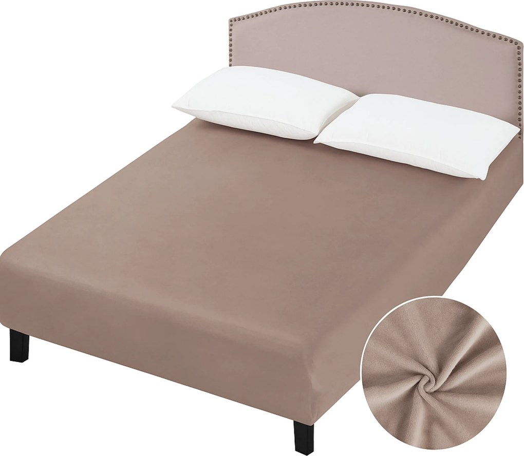 Velúr gumis lepedő 200x220 Sötét bézs Bársonyos, macis