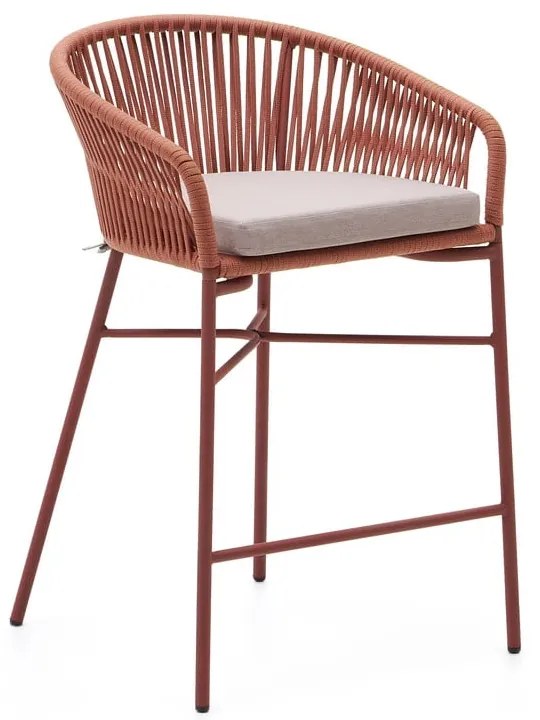 Yanet kerti bárszék terrakotta színű húrozással, magasság 85 cm - Kave Home
