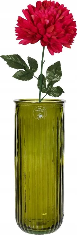 Üveg váza virágokhoz 28x11cm Zöld dekoratív