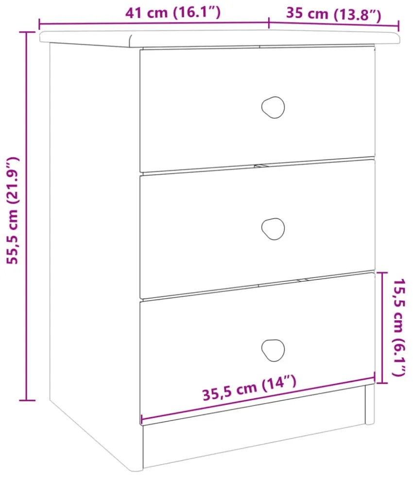 vidaXL ALTA tömör fenyőfa éjjeliszekrény 41 x 35 x 55,5 cm