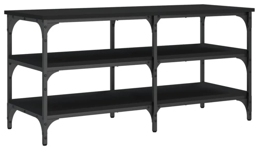 fekete szerelt fa cipőpolc 100x38,5x49 cm
