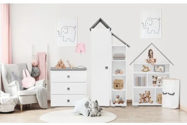 Szekrény PABIS 87x83 cm fehér/szürke