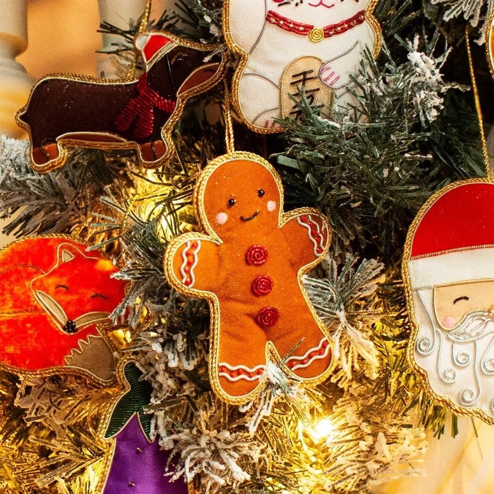 Textil kézzel készített karácsonyfadísz 10 cm Gingerbread – Sass &amp; Belle