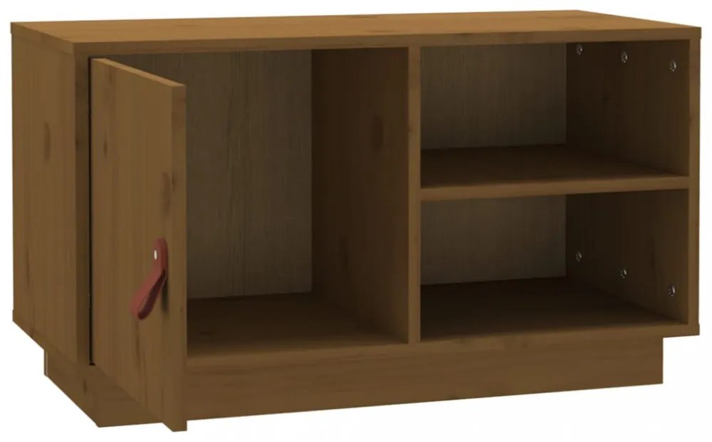 mézbarna tömör fenyőfa TV-szekrény 70 x 34 x 40 cm