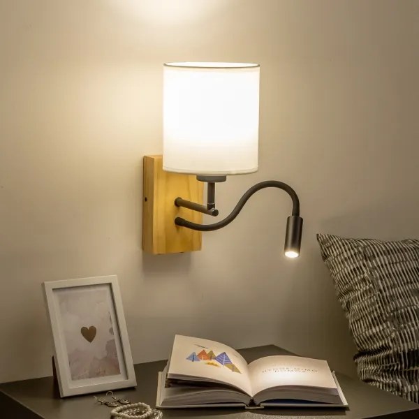 Brilagi - LED Fali lámpa NUBILA WOOD 1xE27/25W/230V + LED/3W tölgy/fehér