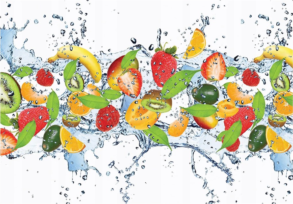 Fotótapéta Gyümölcsök a vízben robbanás frissesség fehér alapon 520x318 +ragasztó
