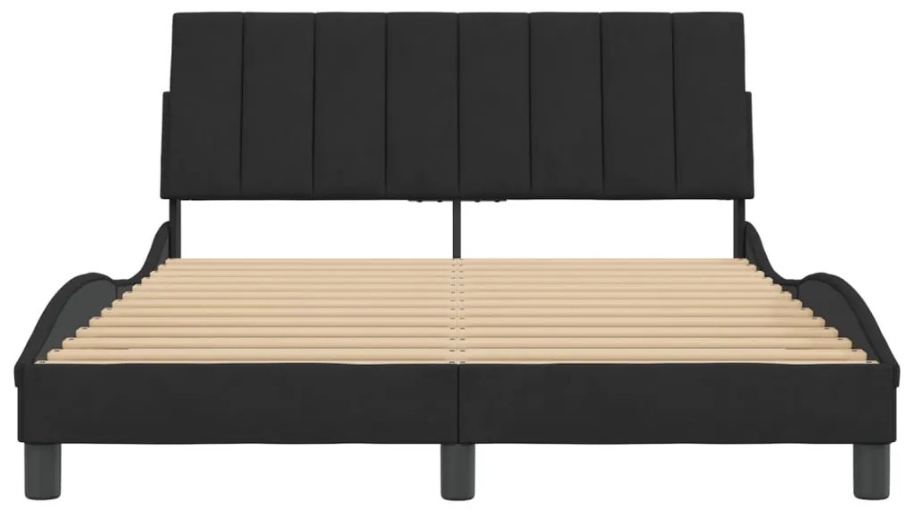 fekete bársony ágykeret matrac nélkül Hanko 140x200 cm