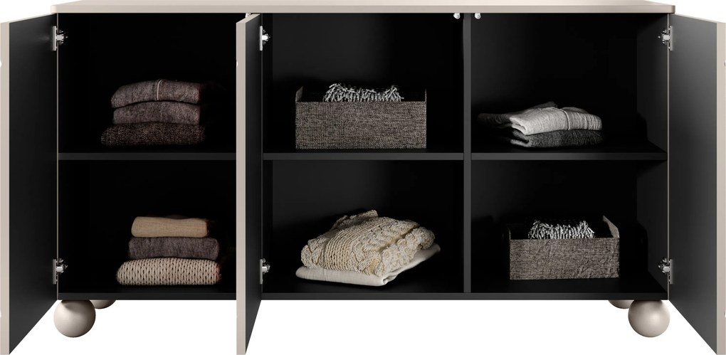 Sonatia II komód 150 cm háromajtós - kasmír / gömb lábak